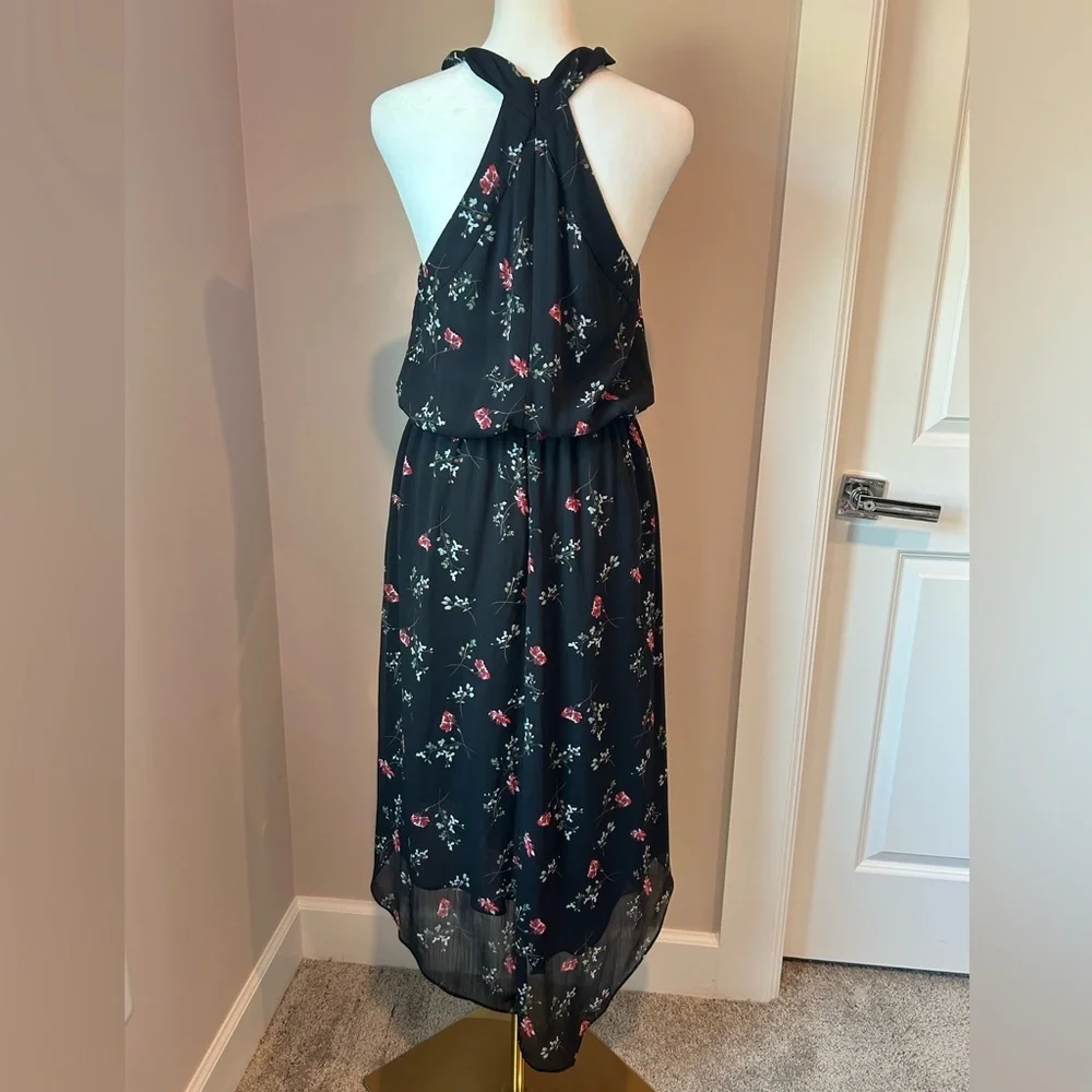 GREAT JONES Black Floral Halter Blouson Dres Size Medium - Picture 6 of 10